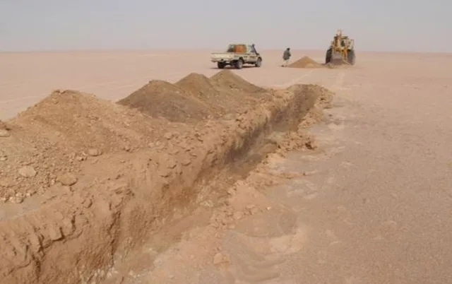 Trench showing shallow ore at Tiris, reproduced in Aura's study published in October 2026. Capture date unspecified.
