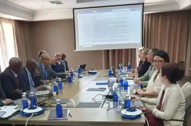 Mauritanian and European delegations around a negotiating table