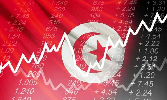A rising chart over the Tunisian flag and financial figures, illustrative file image