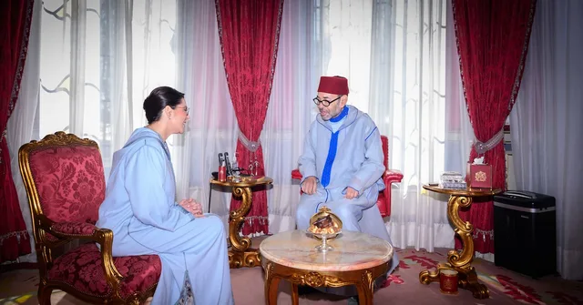 King Mohammed VI talks with Fatima Zahra Mansouri at the royal palace