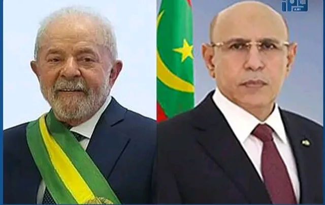 Side-by-side portraits of Brazilian President Lula da Silva and Mauritanian President Ghazouani