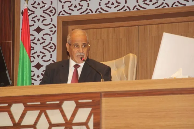 The presiding officer's bench in the National Assembly chamber during a previous session