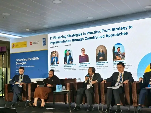 The Mauritanian economy minister speaks on a panel at the Financing the SDGs Dialogue