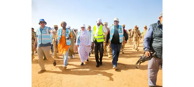 Volunteers clean a beach in Nouakchott