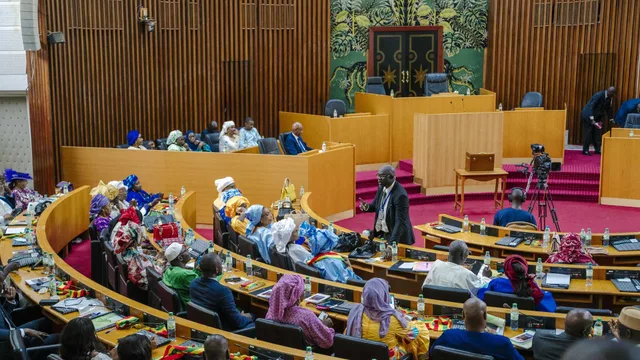 The chamber of Senegal's National Assembly with lawmakers in session