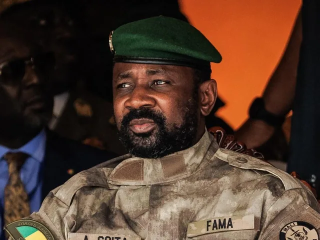 General Assimi Goïta in military uniform and green beret, file photo