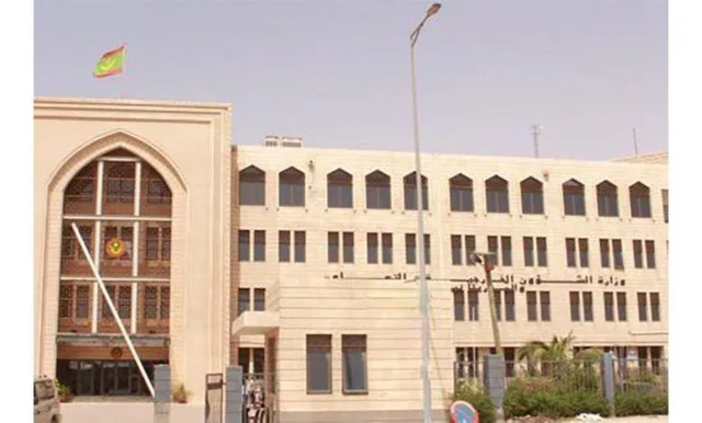 Facade of Mauritania's Foreign Affairs Ministry with the national flag