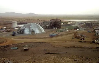 Industrial mining facilities in a desert area near Akjoujt