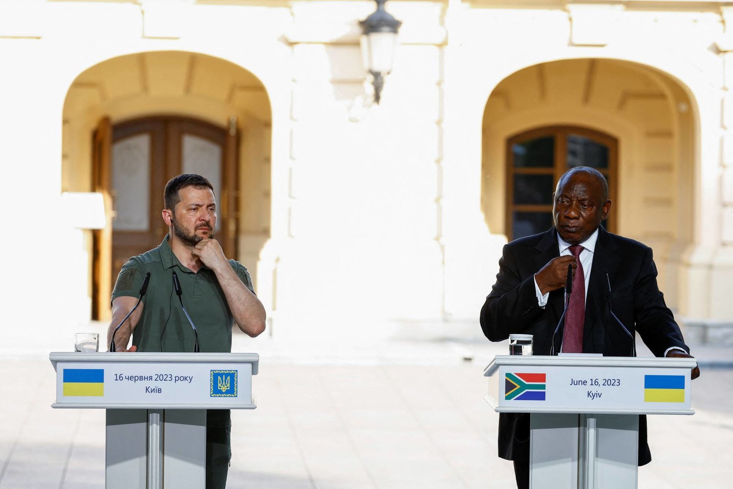 Ukrainian President Volodymyr Zelensky at an earlier press conference in Kyiv, file photo