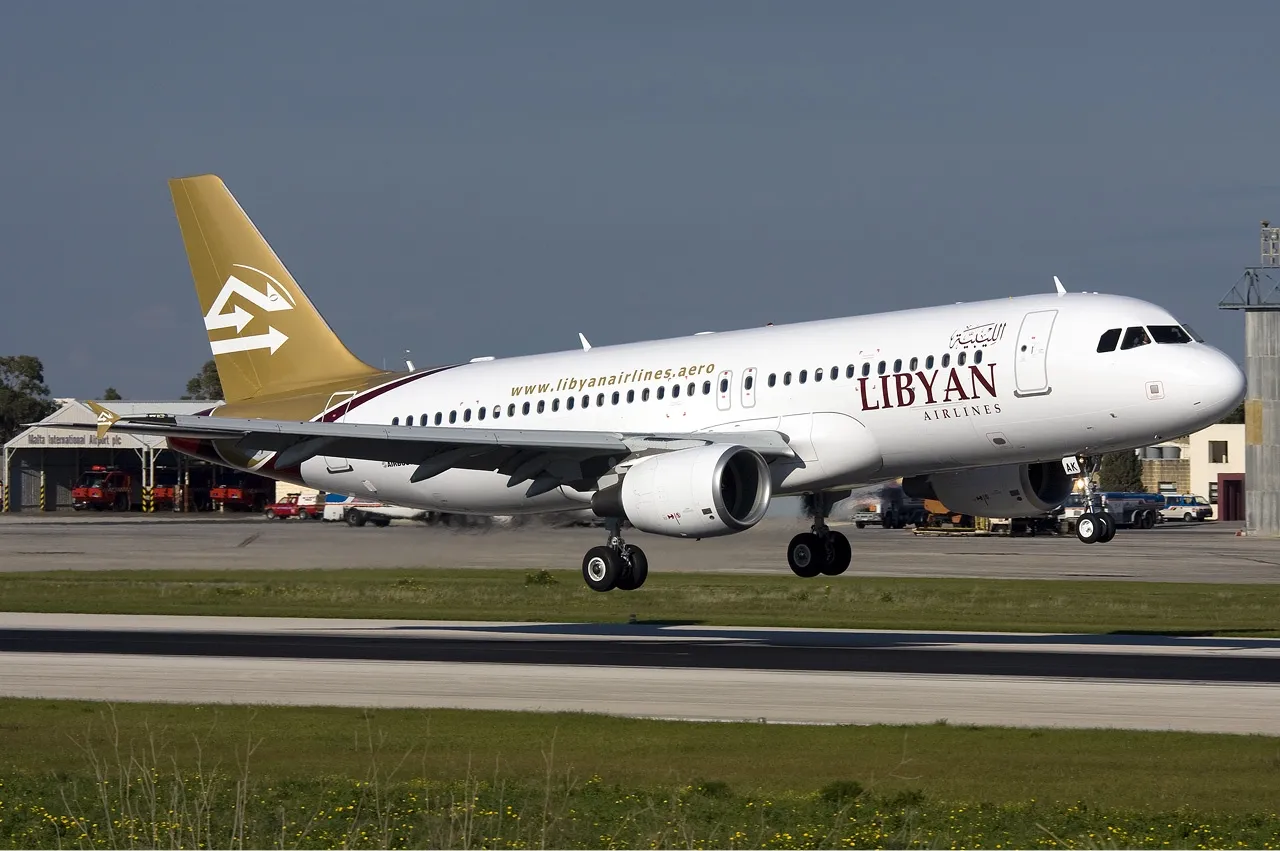 A Libyan Airlines passenger jet on a runway, file photo