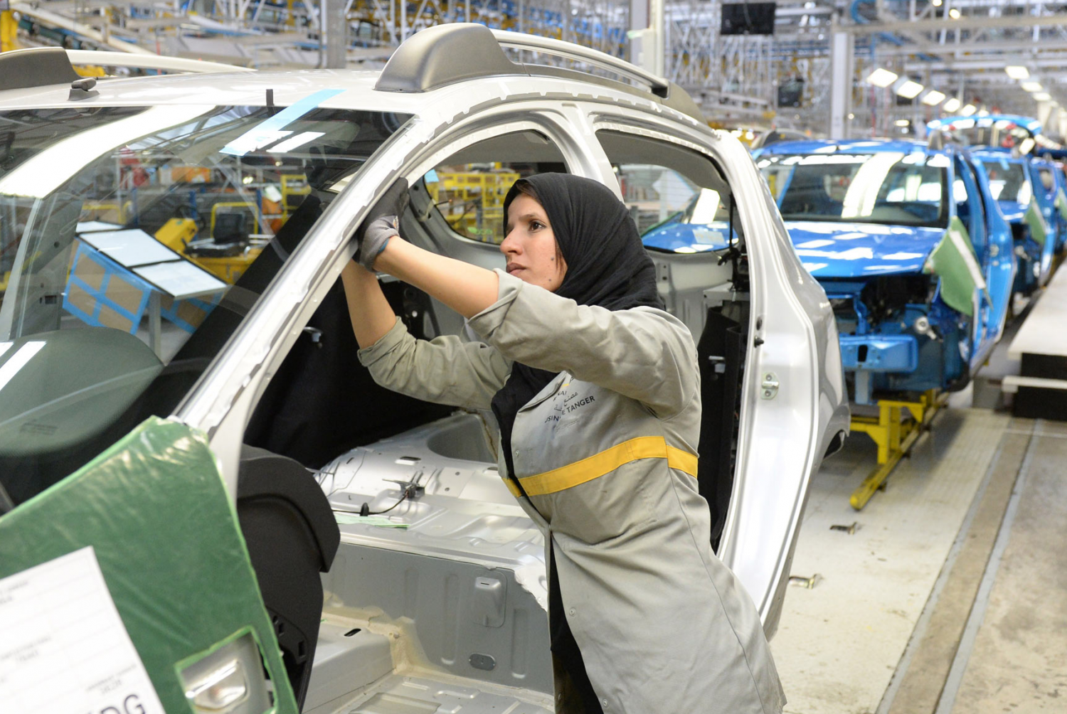 A worker on a car assembly line at a plant in Tangier, file photo