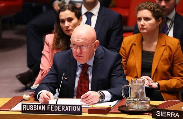 Russia's representative speaks at the Security Council table
