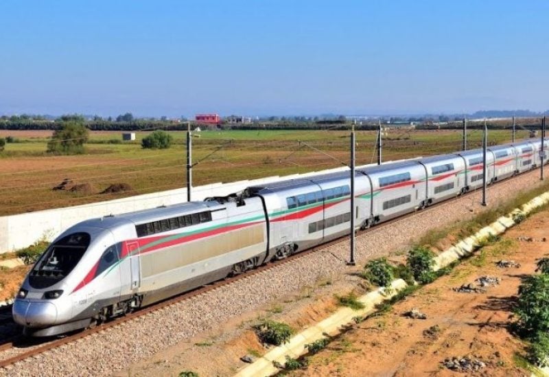 Morocco's Al Boraq high-speed train running through farmland, file photo