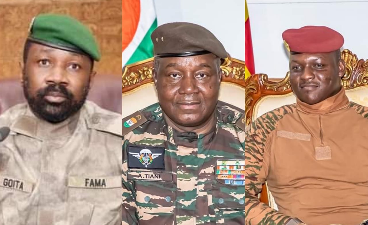 Portraits of the military leaders of Mali, Niger and Burkina Faso
