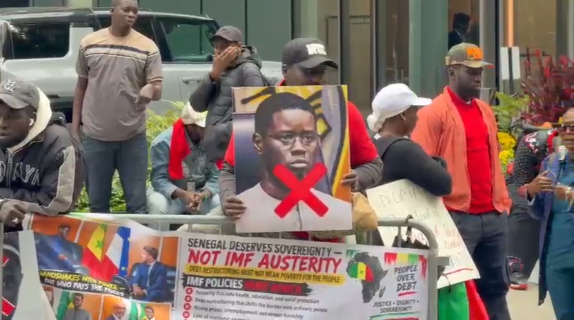 Senegalese opposition protesters gather outside UN mission in New York
