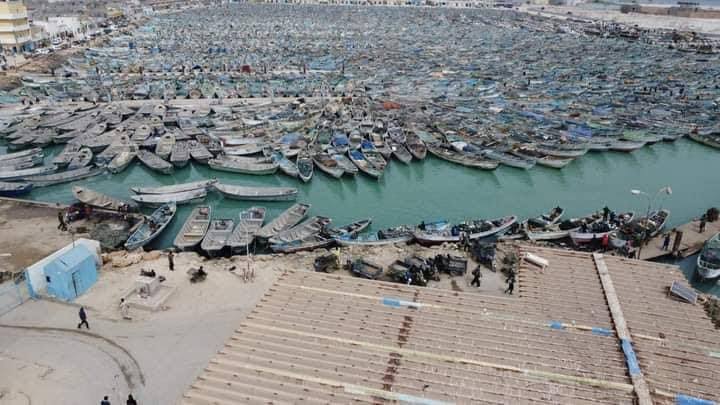 Fishing boats at a landing site